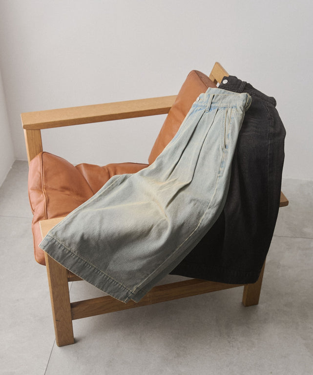 クロップドワイドデニムパンツ