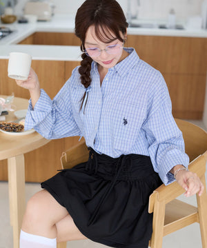 ブルーチェック1モデル：165cm F着用