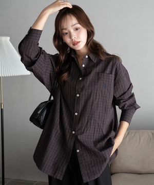 ブラウンチェック　モデル：165cm F着用