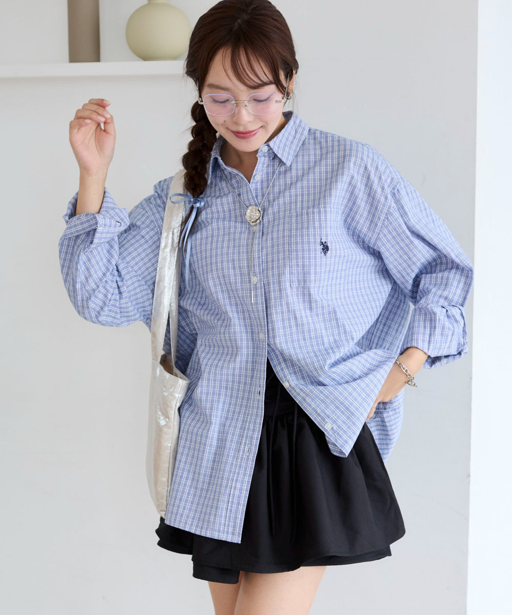 ブルーチェック1モデル：165cm F着用