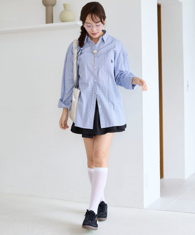 ブルーチェック1モデル：165cm F着用