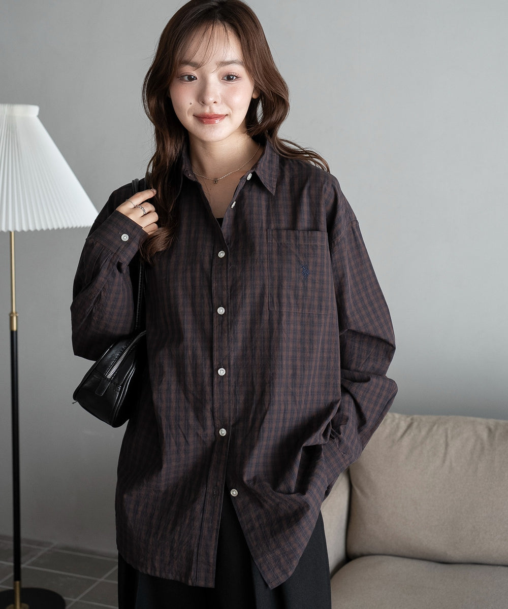 ブラウンチェック　モデル：165cm F着用