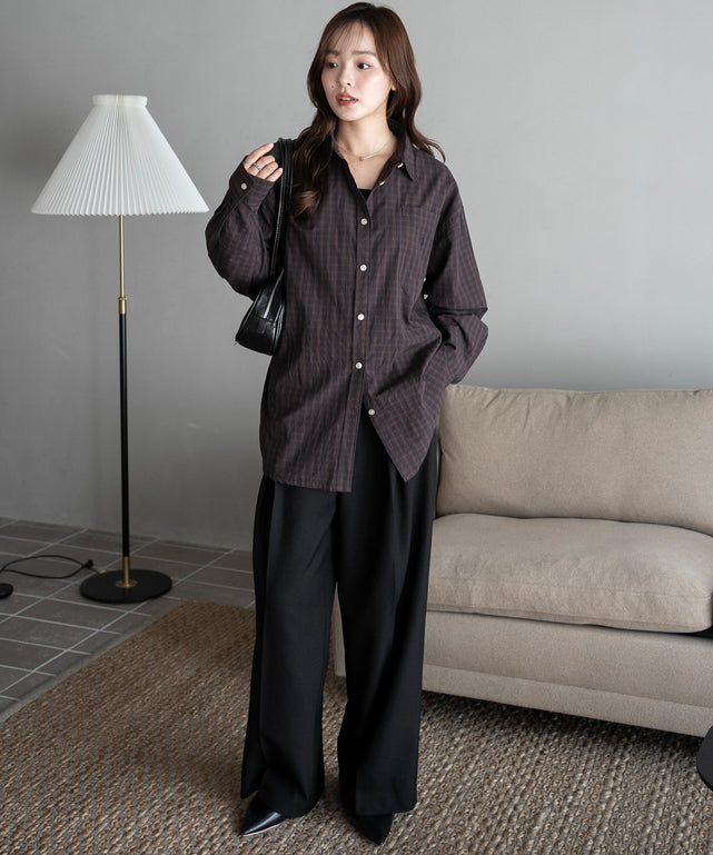 ブラウンチェック　モデル：165cm F着用