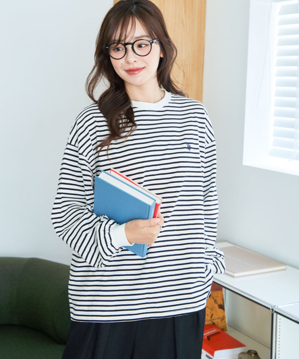 ホワイト系ボーダー  モデル：165cm F着用