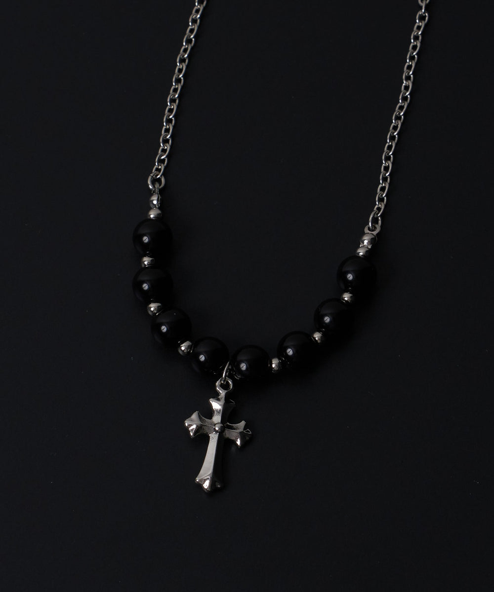 MビーズMIXチェーンモチーフネックレス