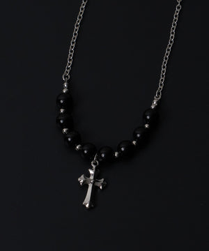 MビーズMIXチェーンモチーフネックレス