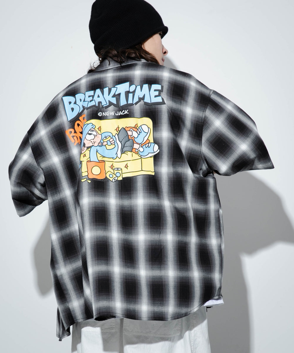 ブラック系チェック1 モデル：174cm L着用