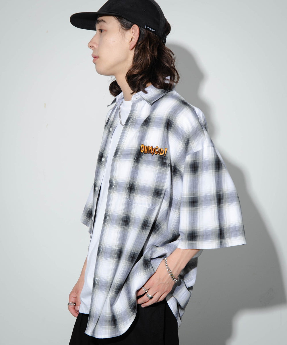 ホワイト系チェック1 モデル：174cm L着用