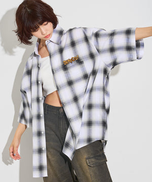 ホワイト系チェック モデル：160cm L着用