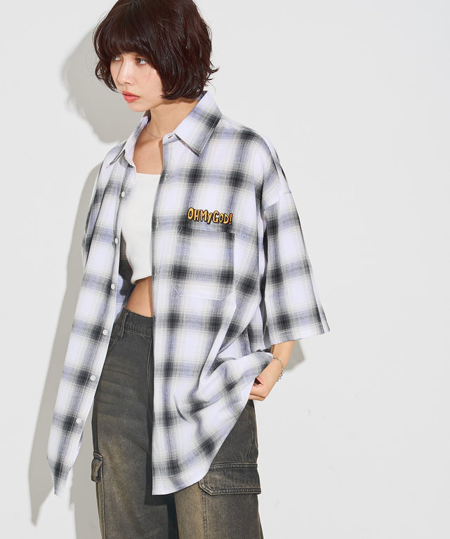 ホワイト系チェック モデル：160cm L着用