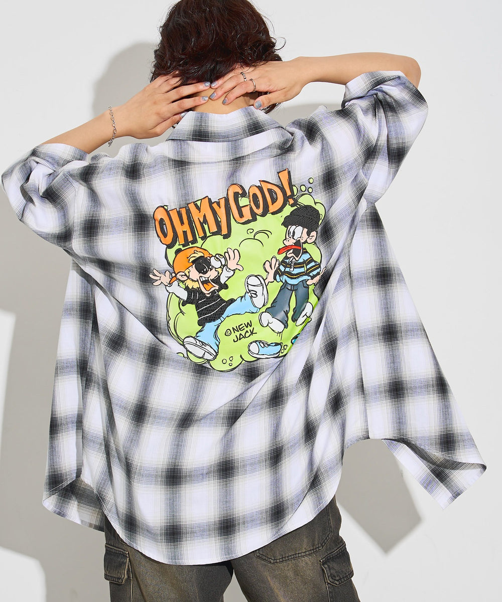 ホワイト系チェック モデル：160cm L着用