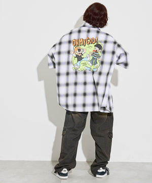 ホワイト系チェック モデル：160cm L着用