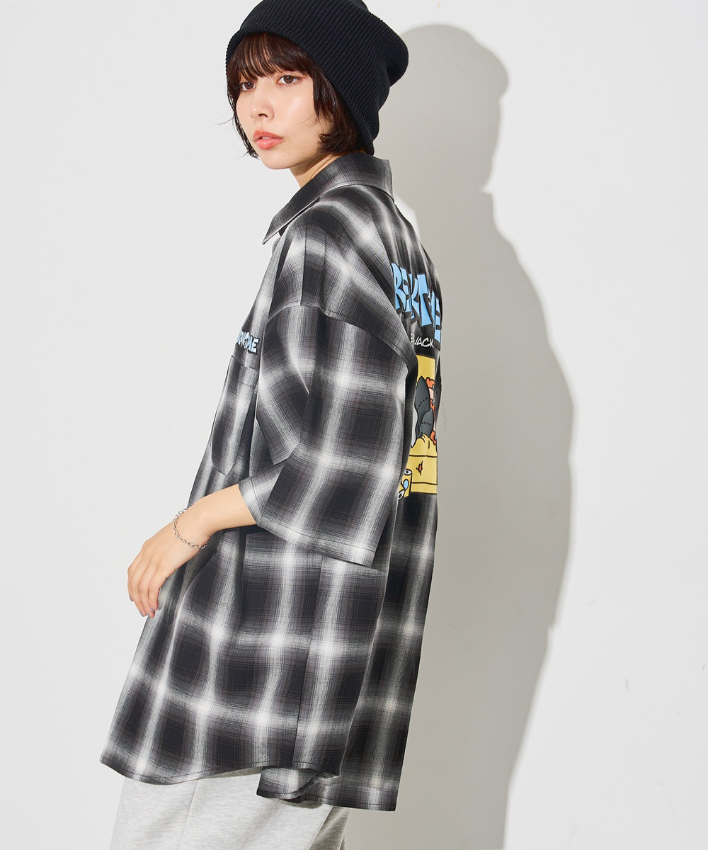 ブラック系チェック モデル：160cm L着用