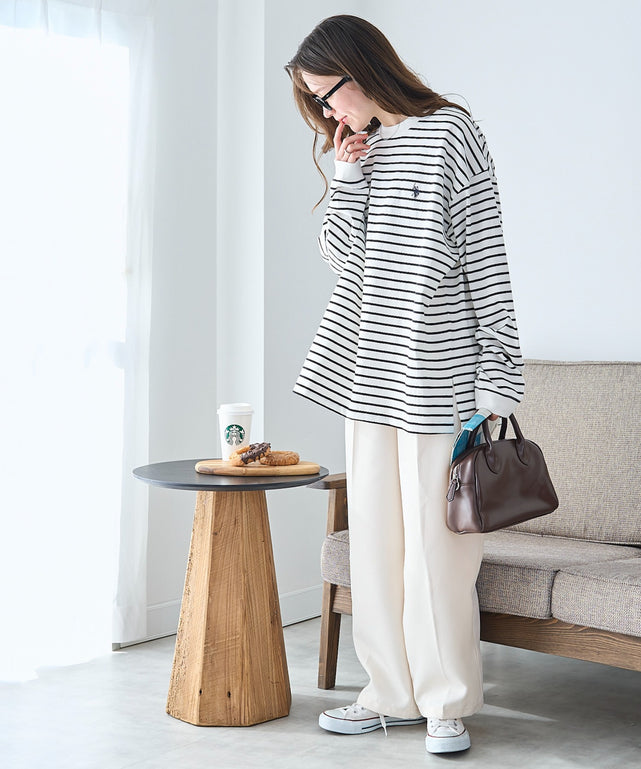 ホワイト系ボーダー モデル：162cm M着用