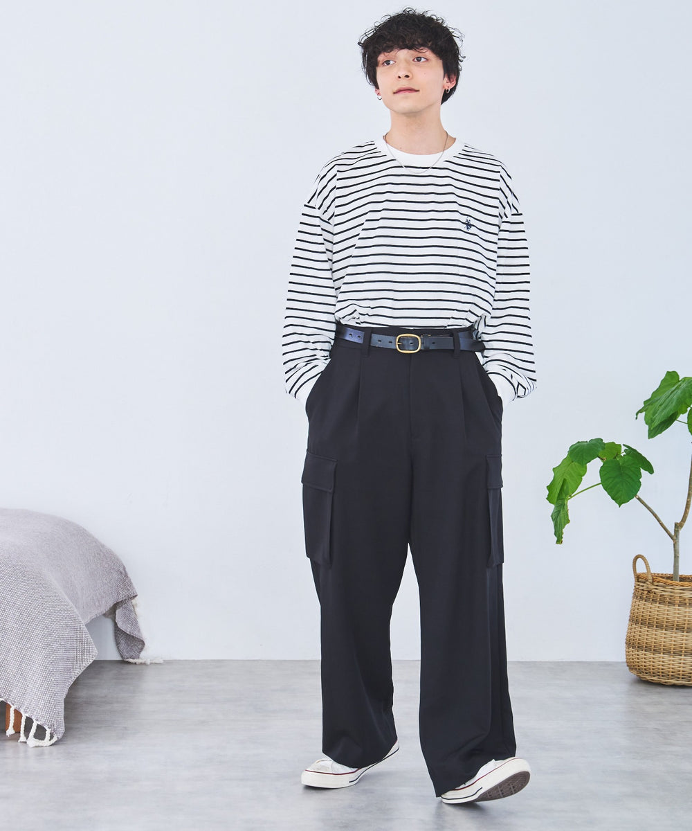 ホワイト系ボーダー モデル：175cm L着用