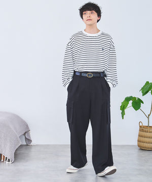 ホワイト系ボーダー モデル：175cm L着用