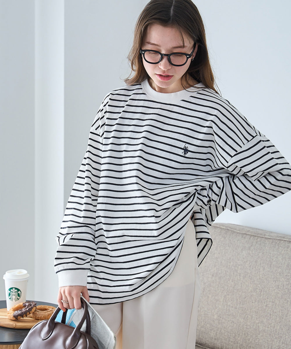 ホワイト系ボーダー モデル：162cm M着用