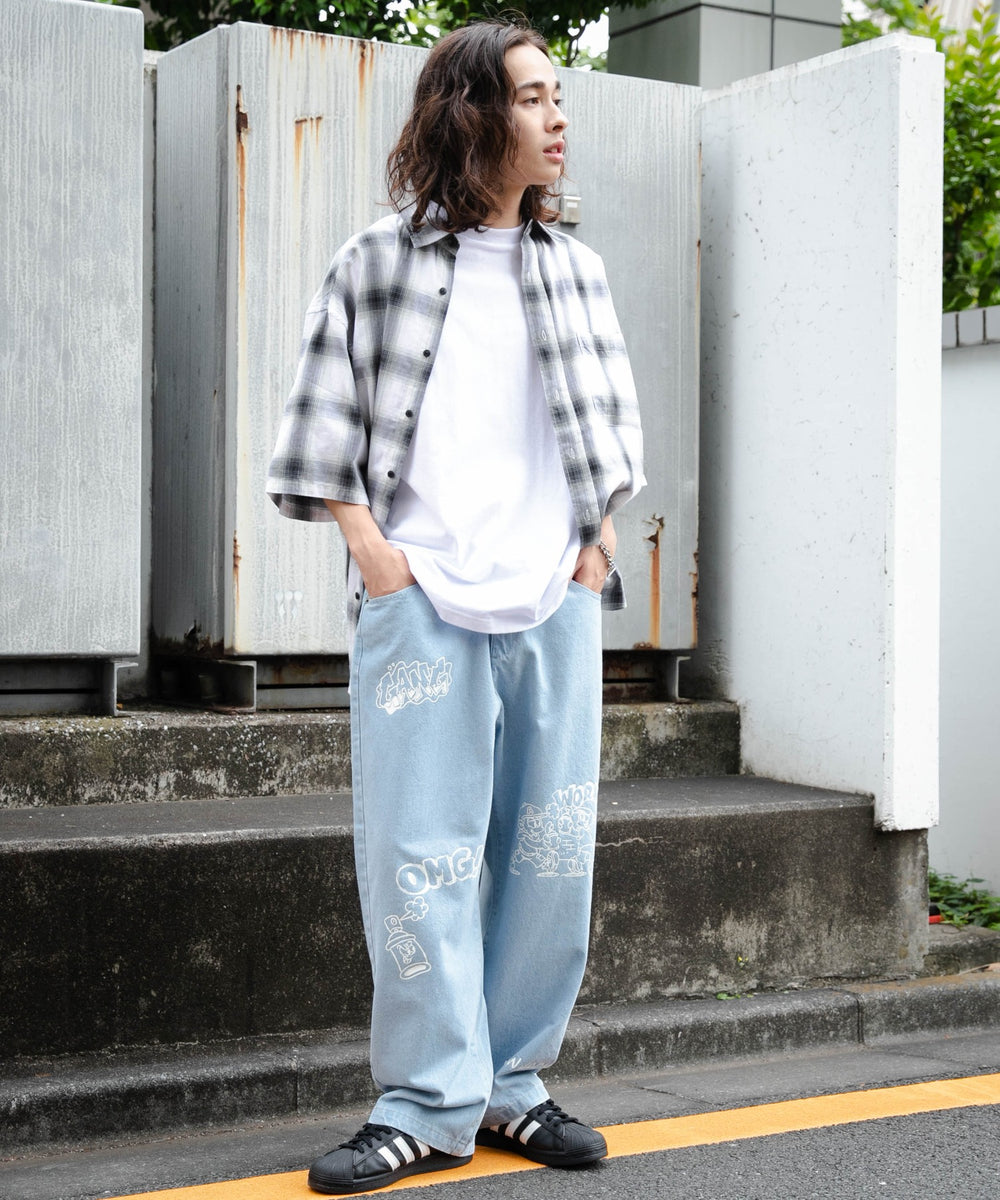 デニム淡色 モデル：174cm L着用