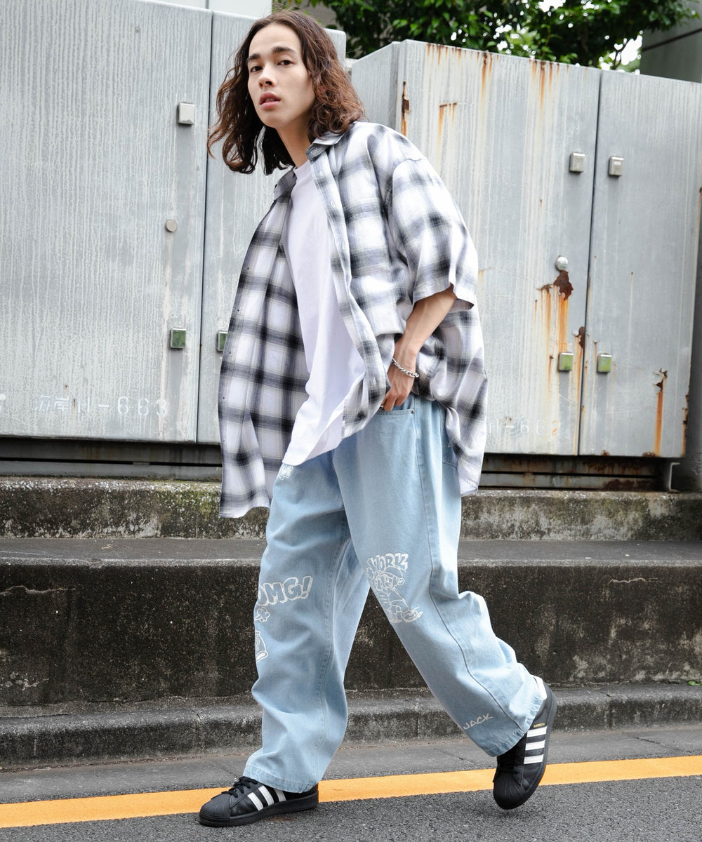 デニム淡色 モデル：174cm L着用