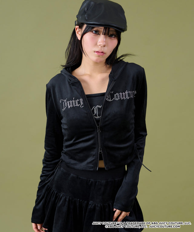 大人気【JUICY COUTURE】ベロアジップパーカー ブラック S 大人気【JUICY COUTURE】ベロアジップパーカー ブラック S