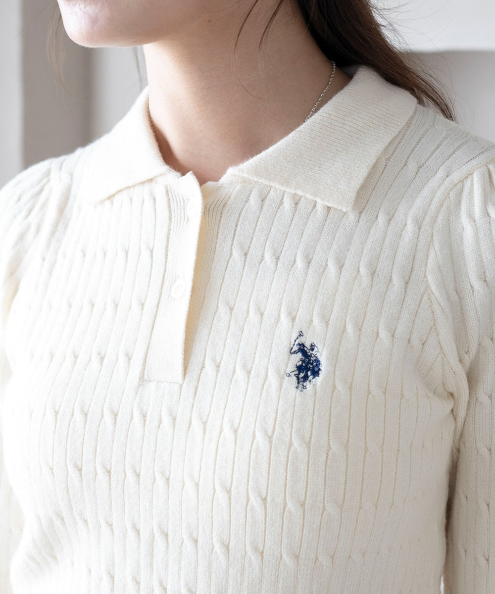 別注USPOLOケーブルニットポロ