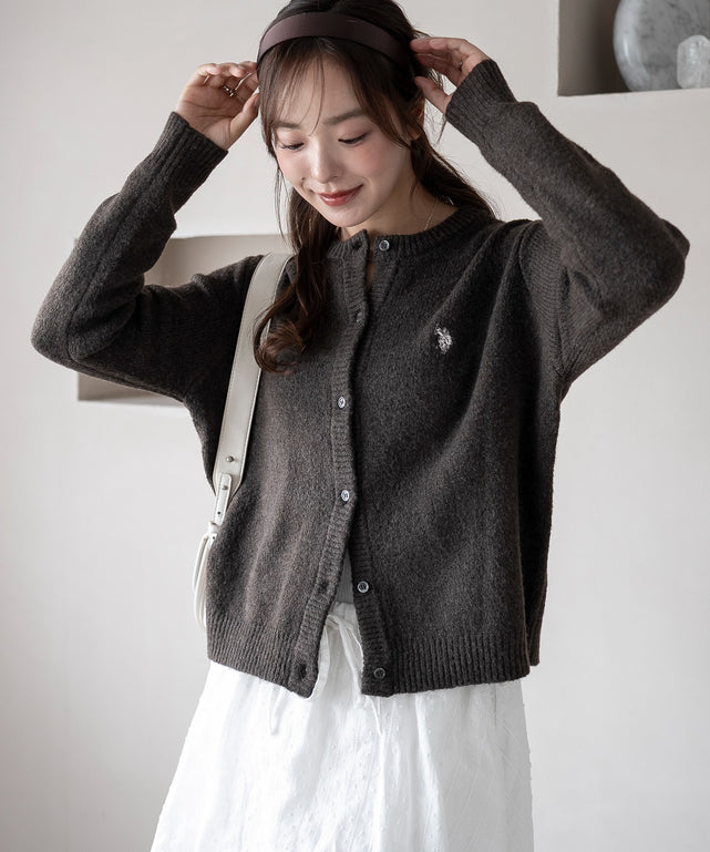 別注USPOLO微起毛カーデ/ブラウン　モデル：165cm F着用