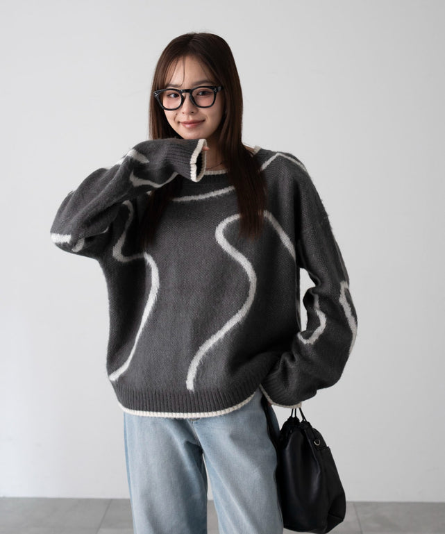 ニュアンスライン配色プルオーバー/ニュアンスライン配色プルオーバー