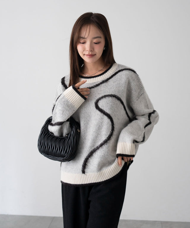 ニュアンスライン配色プルオーバー