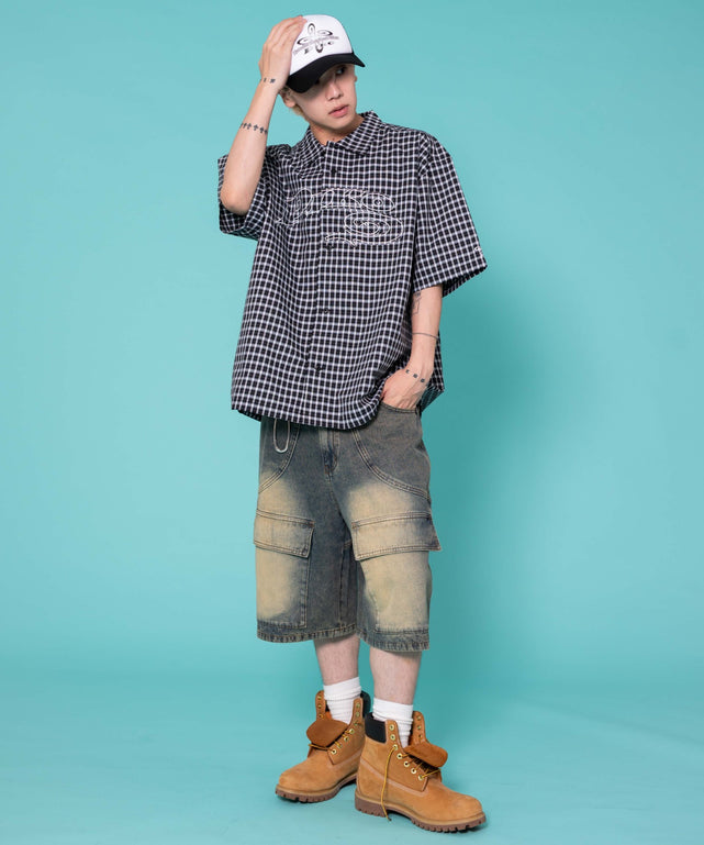 ブラックチェック1 モデル:175cm　L着用