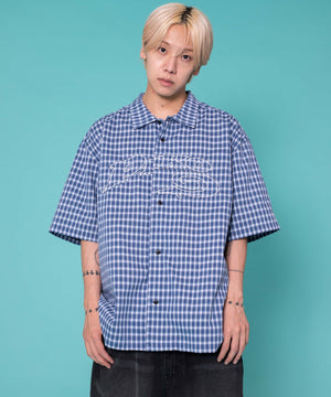 ブルーチェック1 モデル:175cm　L着用