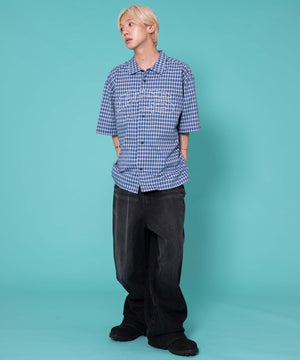 ブルーチェック1 モデル:175cm　L着用