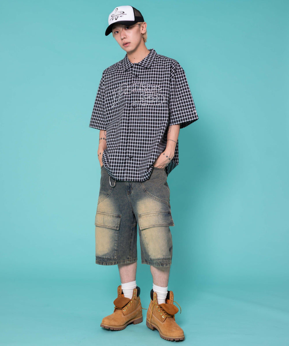 ブラックチェック1 モデル:175cm　L着用