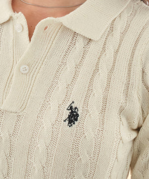 別注USPOLO　ケーブルニットポロ