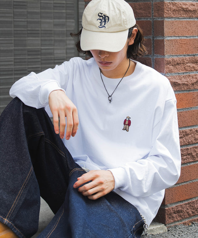 別注BENDAVISワンポイントT(LS)/ホワイト モデル：182cm L着用