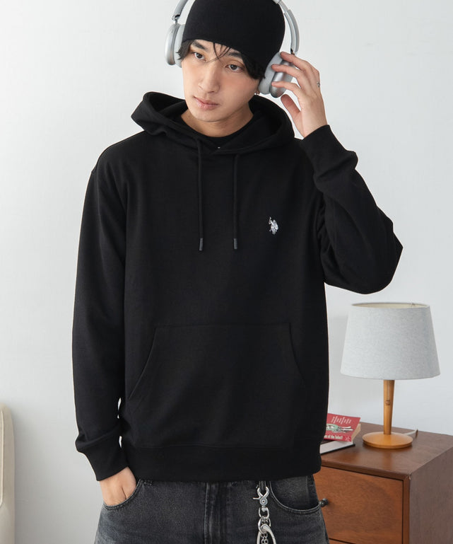U.S.POLO ASSN.プルパーカー/ブラック　モデル：180cm L着用