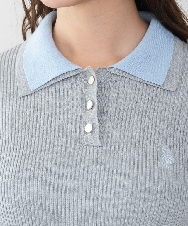 U.S.POLO ASSN.2重衿フレアスリーブニット