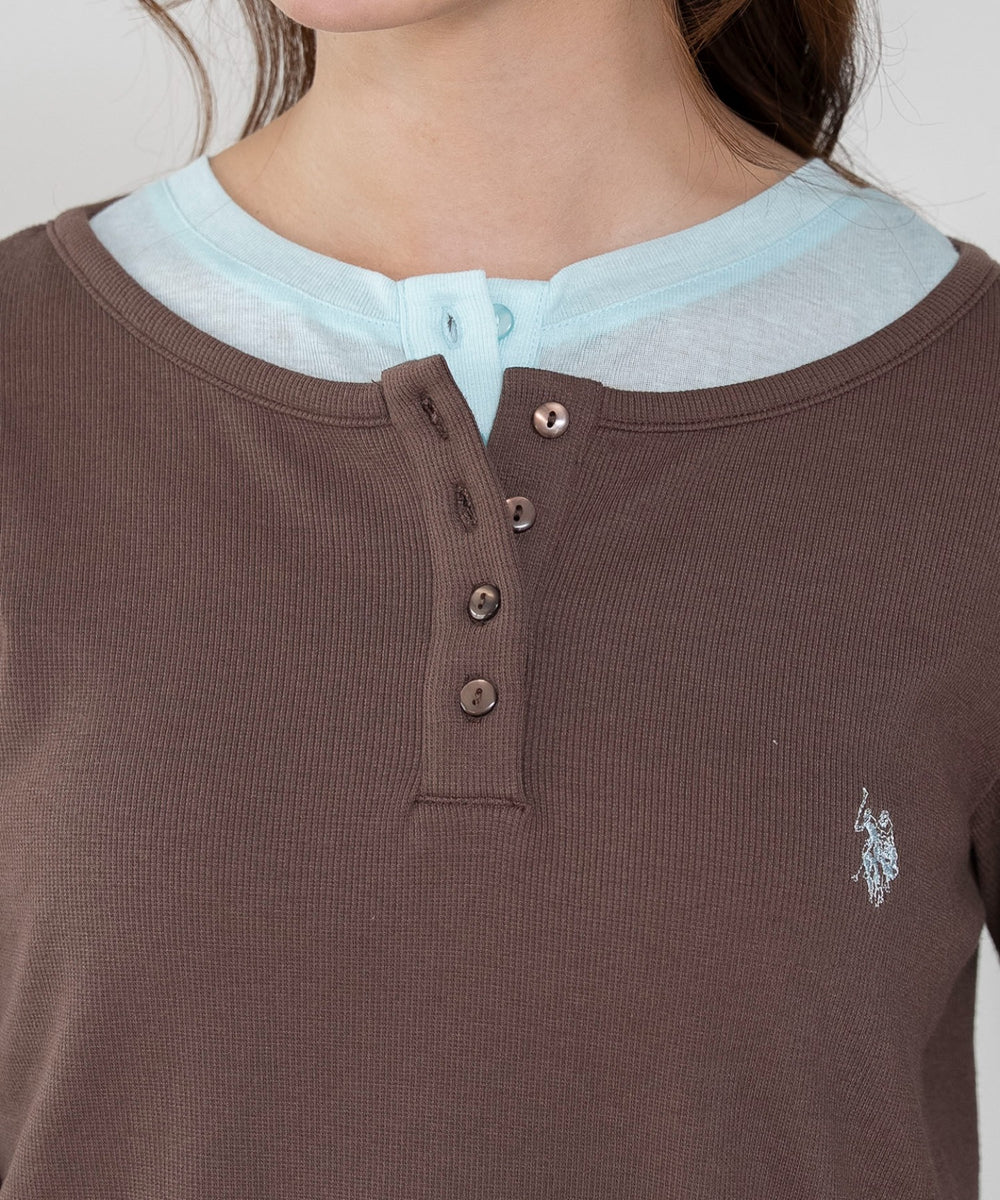 U.S.POLO ASSN.別注 ヘンリーシアーレイヤードトップス
