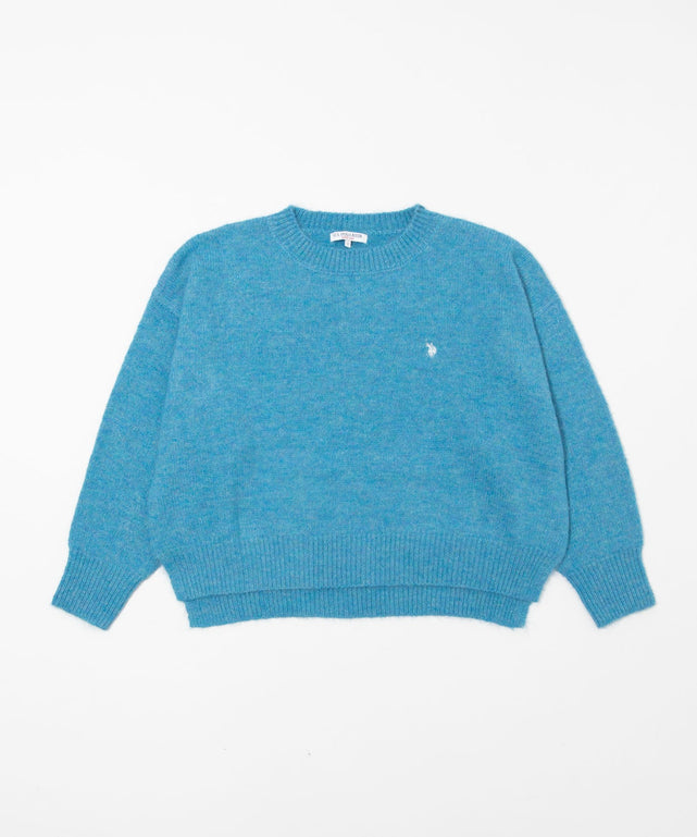 別注U.S.POLO ASSN.モヘアライクニットプルオーバー/ブルー