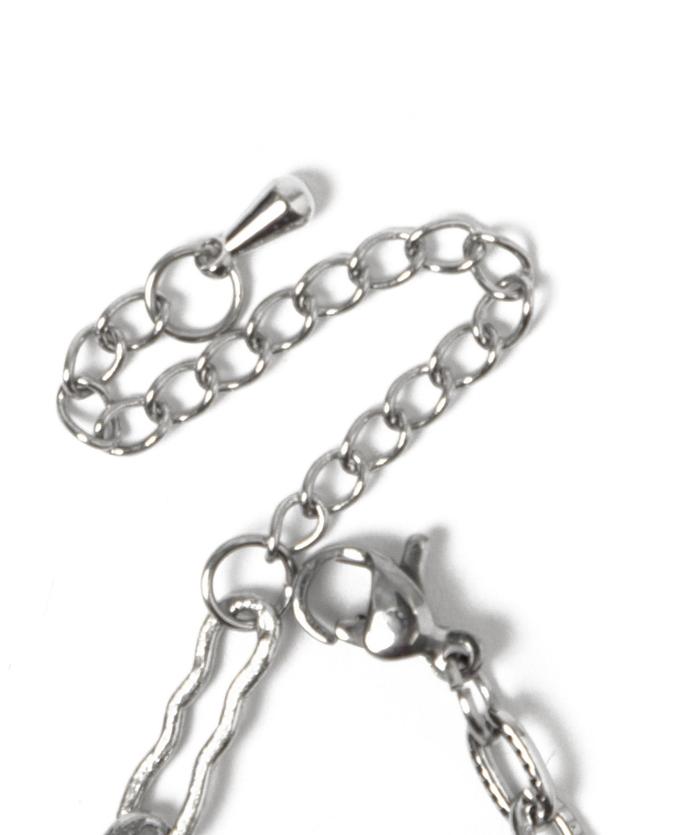 Lキラキラストーンチェーンミックスネックレス