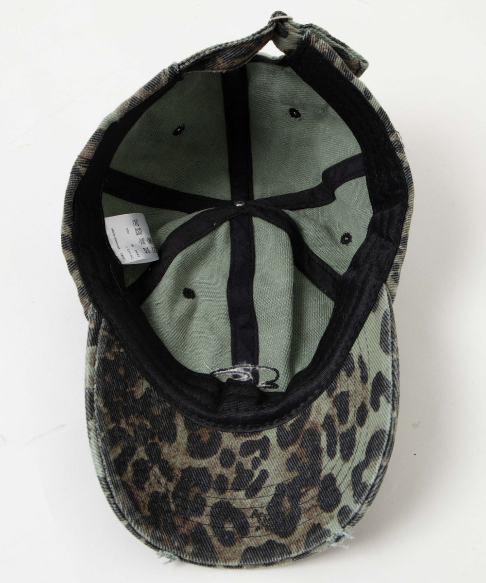 刺繍レオパードキャップ