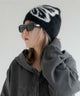 バタフライシャギーニットキャップ/ブラック
