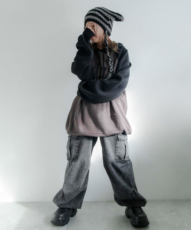 ローゲージボーダーネコミミニットキャップ