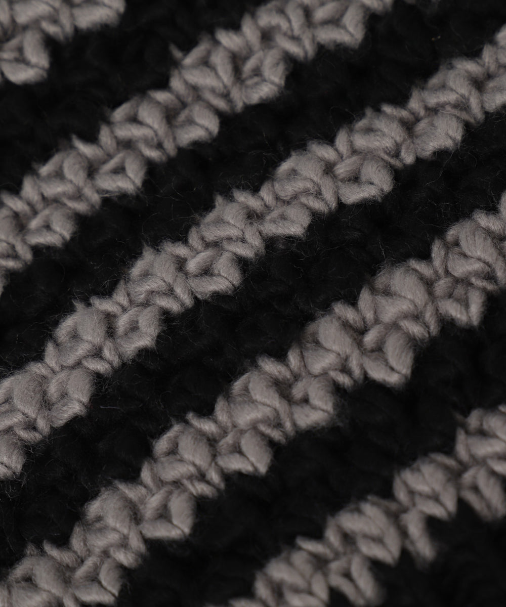 ローゲージボーダーネコミミニットキャップ