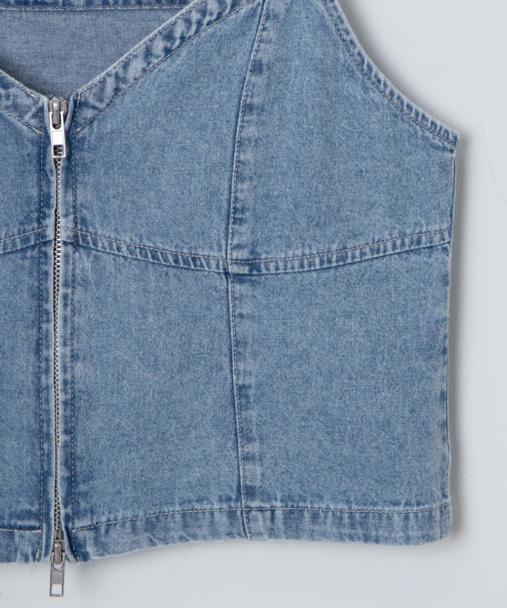 デニムZIPビスチェ