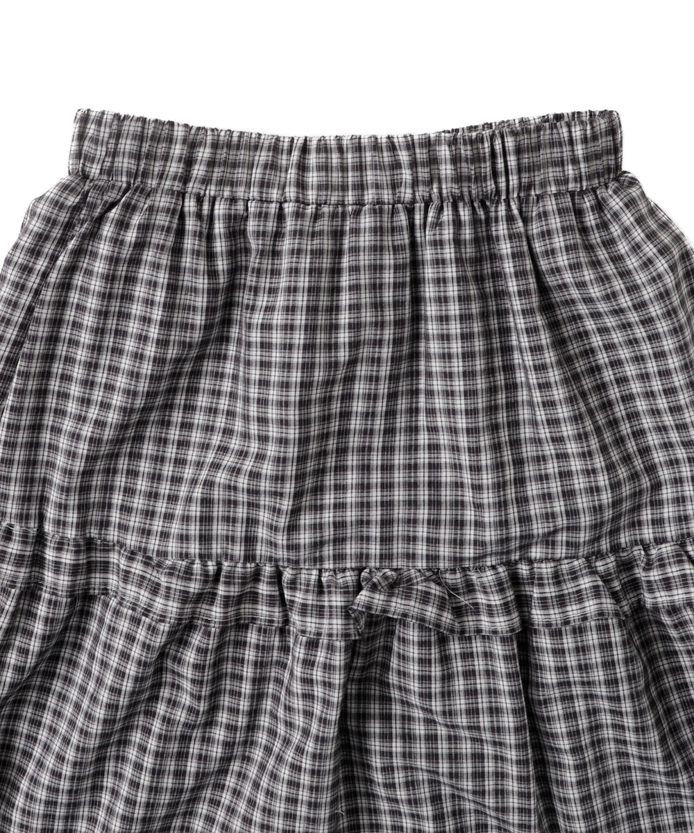 ティアードチェックロングスカート