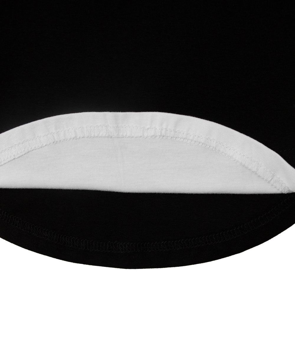 バイカラーレイヤードラウンドネックトップス