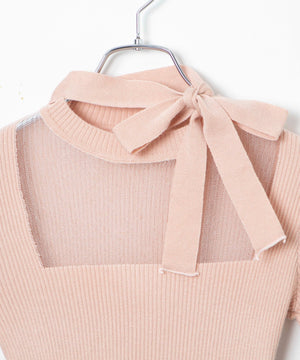 リボンネックデザイントップス