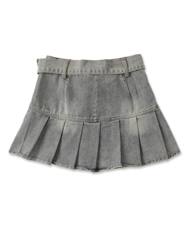 ベルトデニムプリーツスカ－ト