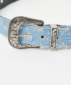 Lウエスタンバックルデニムベルト