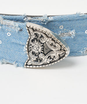 Lウエスタンバックルデニムベルト